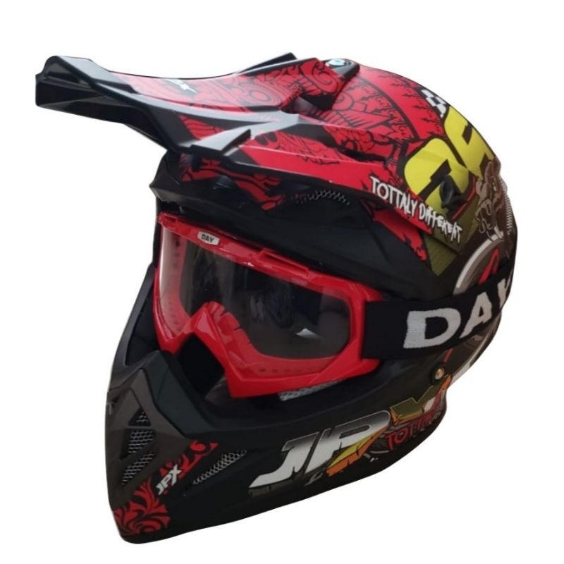 HELM JPX FOX-1 CROSS X16 BLAK DOF/RED ORIGINAL PRODUK