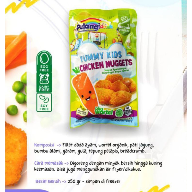 

Yummy Kids CHICKEN NUGGET Non MSG Veggie Wortel - Pelangi Anak Healthy / Frozen food