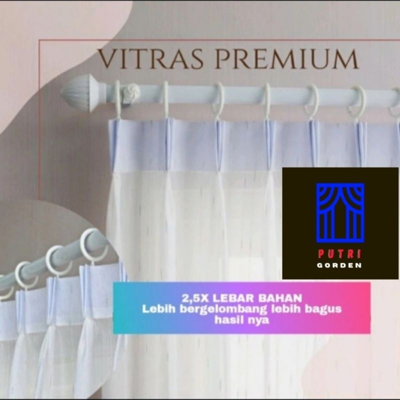 Vitrase Vuring Daleman Gorden Siang Kain Putih Cream Polos-Serat-Sable