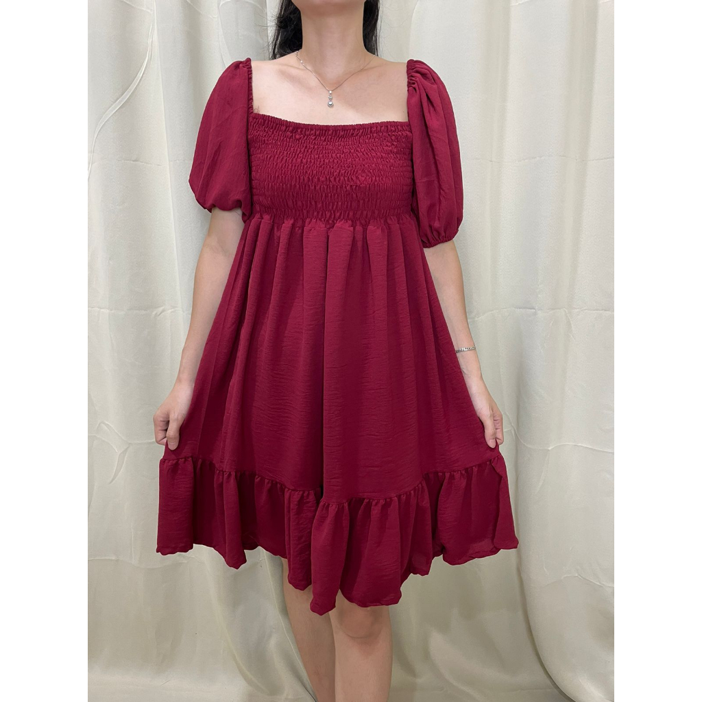 beststore_id96 - Dres Elen Midi Karet Smock / Dress Polos/ Dress mayung / dress midi / Dress smock/ 