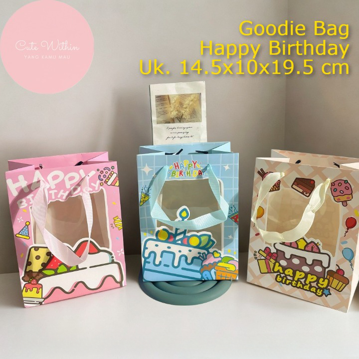 

Paper Bag Kado Motif Happy Birthday Ukuran Kecil - CD-765 - 14.5x10x19.5 cm- goodie bag sovenir ulang tahun anak murah aesthetic mini mewah