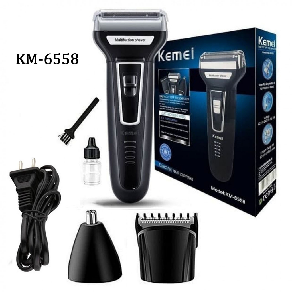 COD Kemei 6558 Hair Clipper Shaver Trimmer Wireless 3 in 1 Alat Mesin Cukur Jenggot Kumis KM 6558