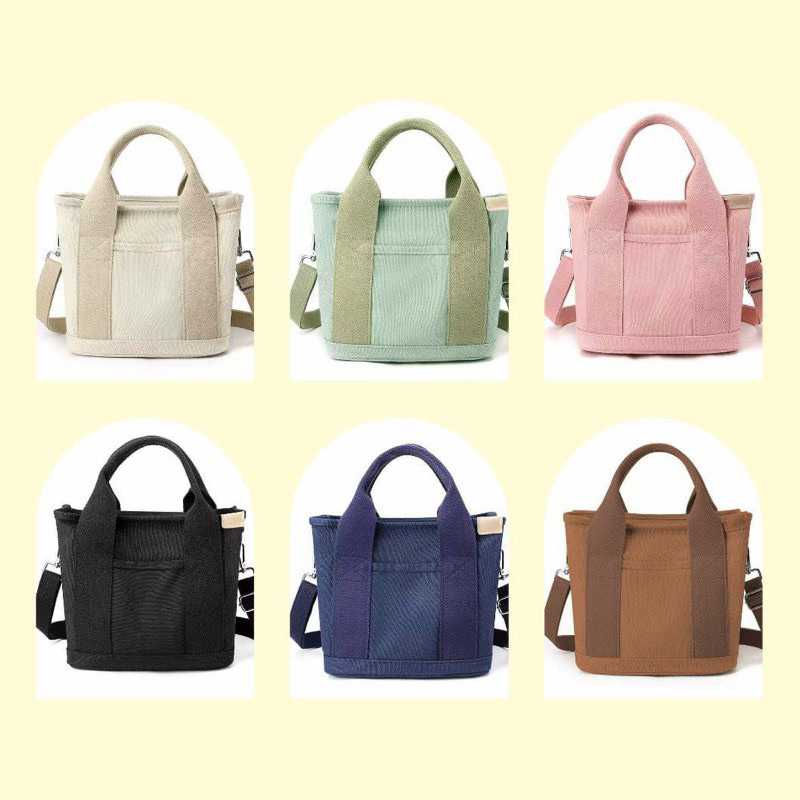 Tote Bag Sling Bag Tas Kanvas Wanita Elegan Import