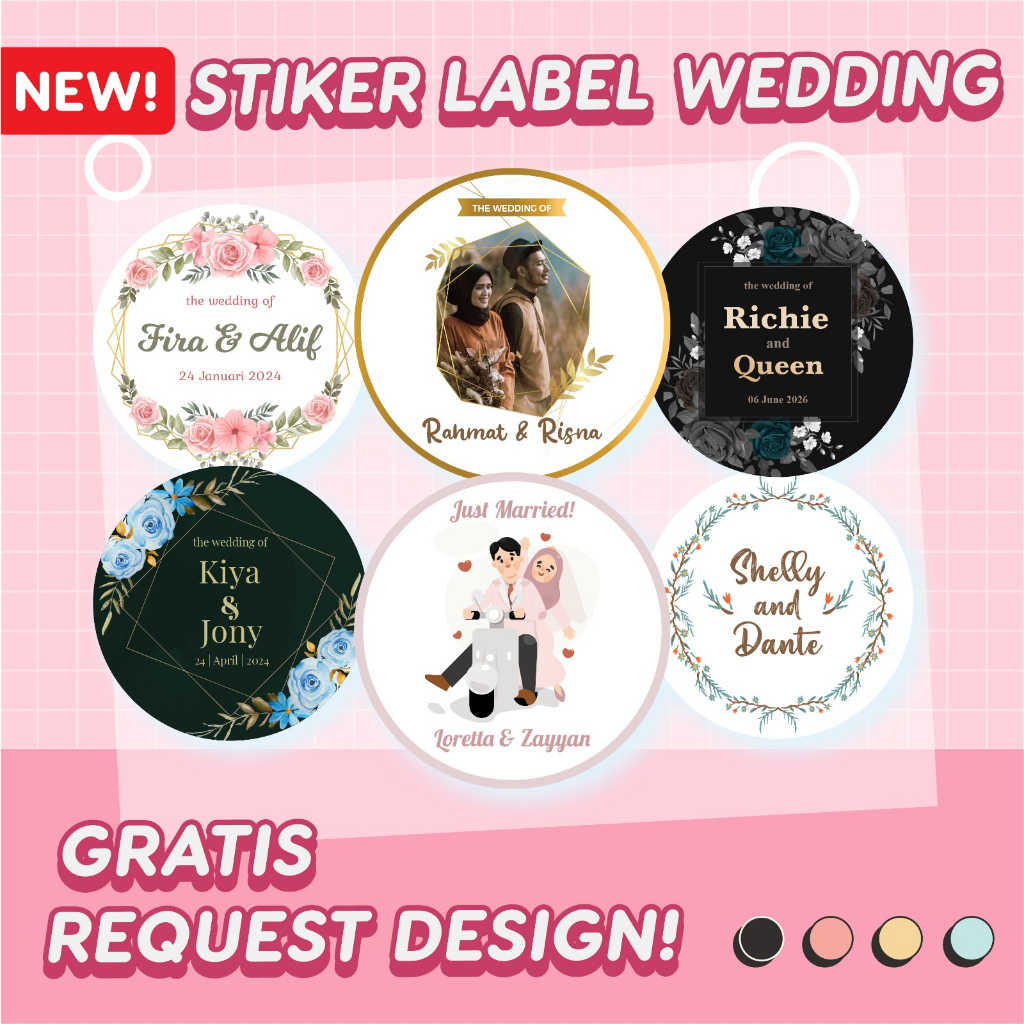 

Stiker Souvenir Pernikahan Ucapan Terima Kasih Custom Chromo Sticker Wedding Bulat Free Design