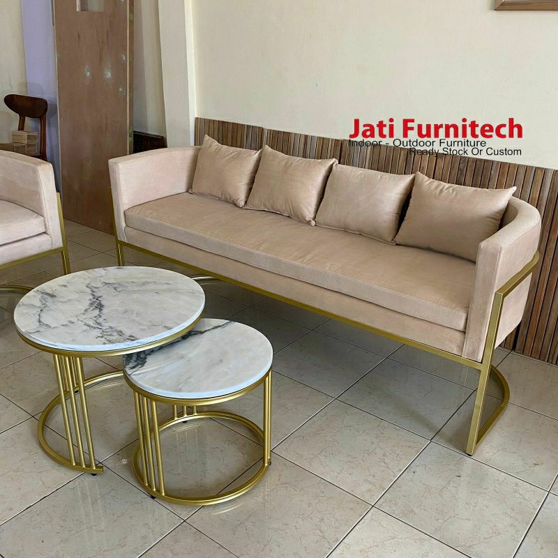 sofa jati furnitech - sofa modern gold - 3 seater - 1 seater