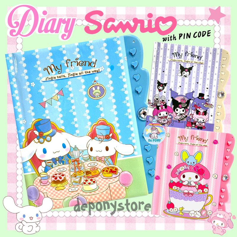 

Album Diary buku Jurnal with Lock Sanrio melody cinnamon kuromi