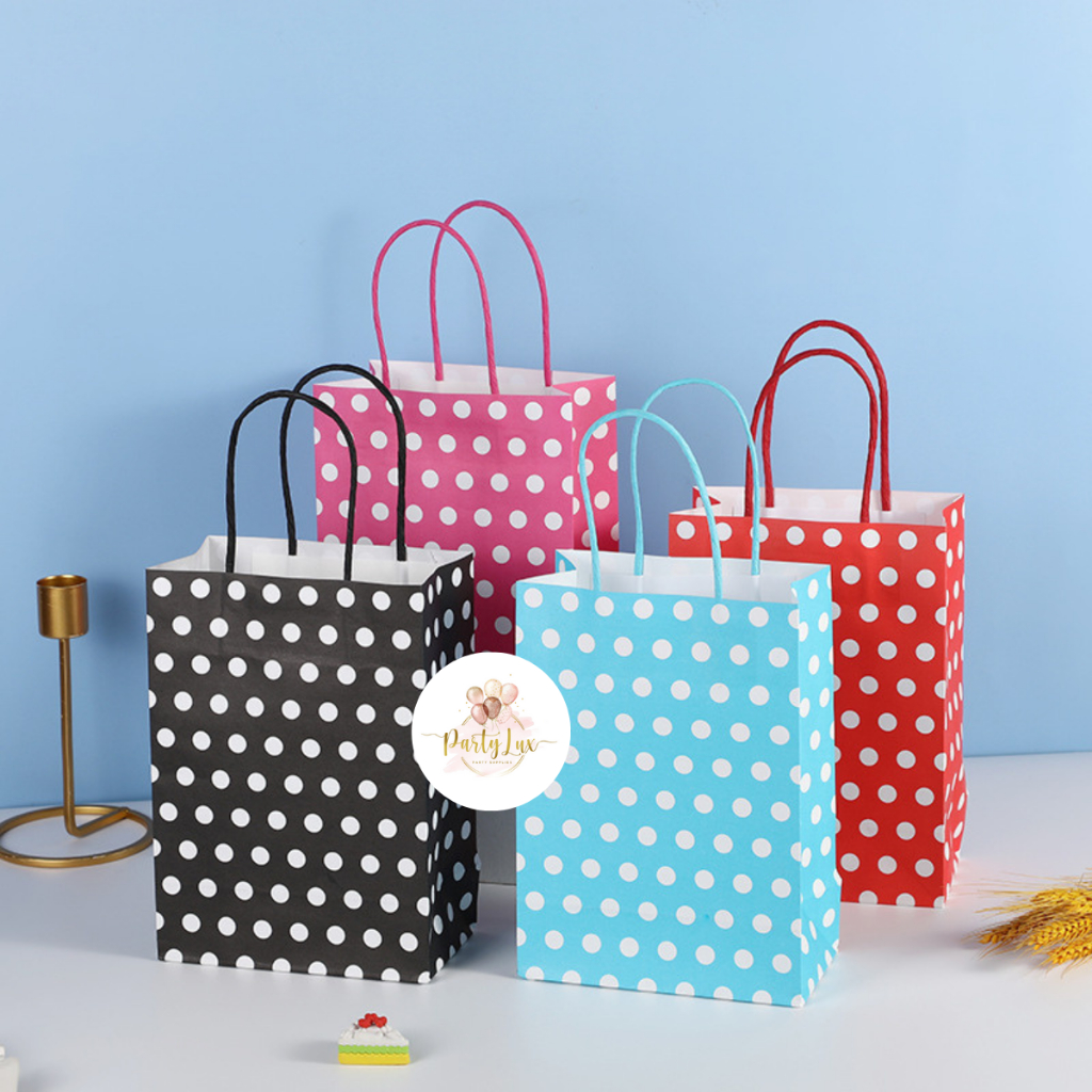 

Paper Bag Motif Polkadot / Goodie Bag / Gift Bag / Tas Kado Ulang Tahun / Souvenir Bag