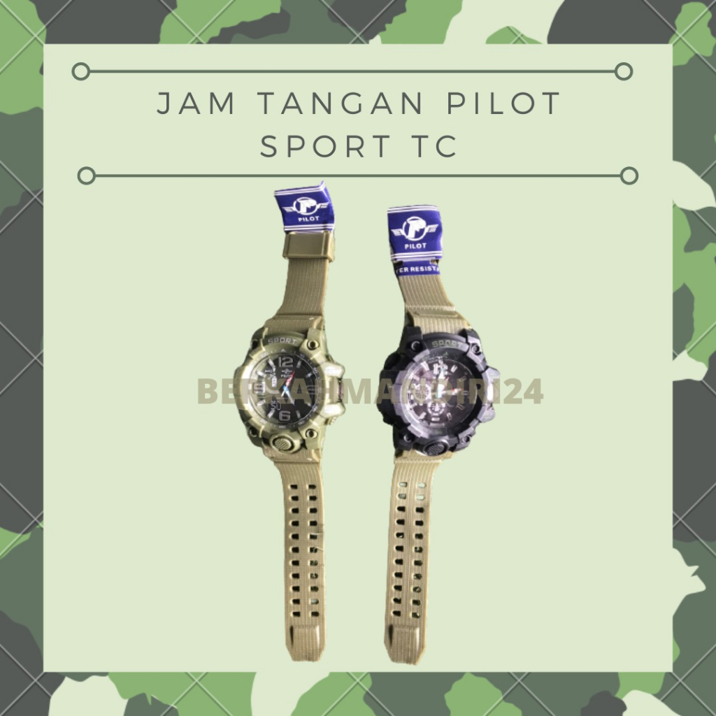 Jam Tangan Pilot Sport TC Pria Army Premium Original Jam Analog Triple Sensor