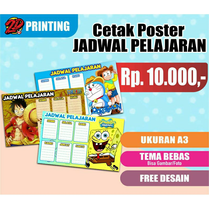 cetak poster jadwal pelajaran custom