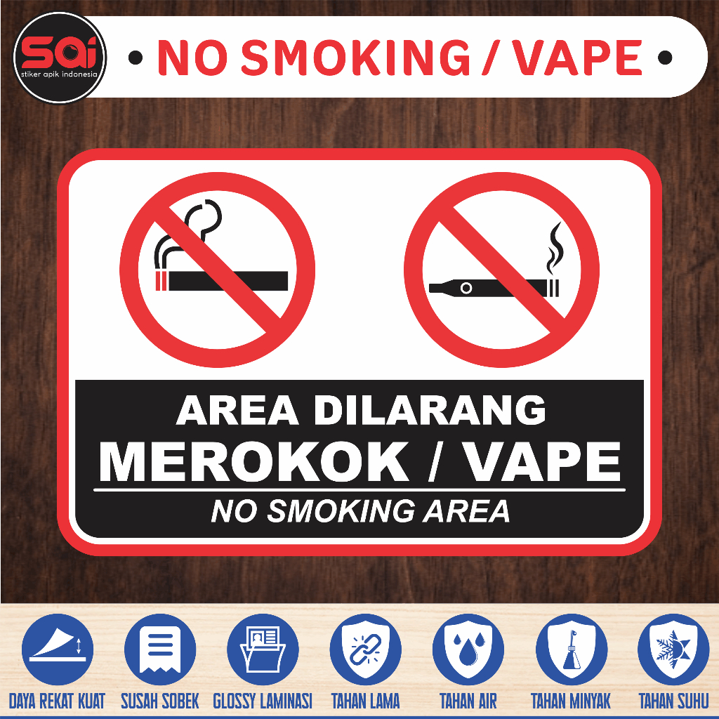 

STIKER VINYL NO SMOKING / VAPE AREA LAMINASI GLOSSY