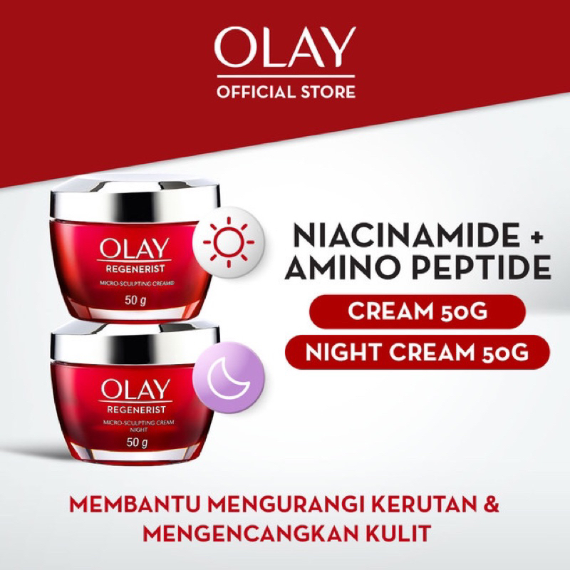 OLAY Regenerist Micro Sculpting Day / OLAY Regenerist Micro Sculpting Night Cream 50gr - Krim Anti A