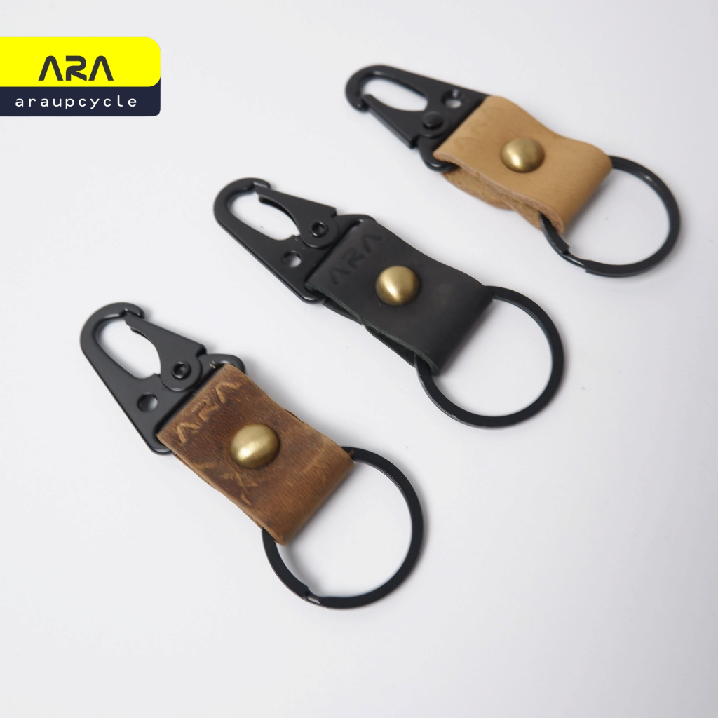 Gantungan Kunci Kulit Asli key Hook Besi Ara Upcycle