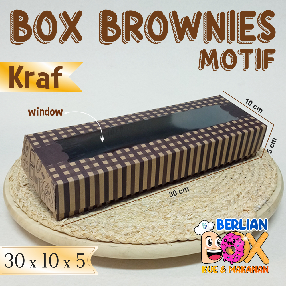 

Dus Brownies Motif Box Brownies Kraft Motif 30X10X5 /Box Brownies Jendela / Dus Kue Kraft
