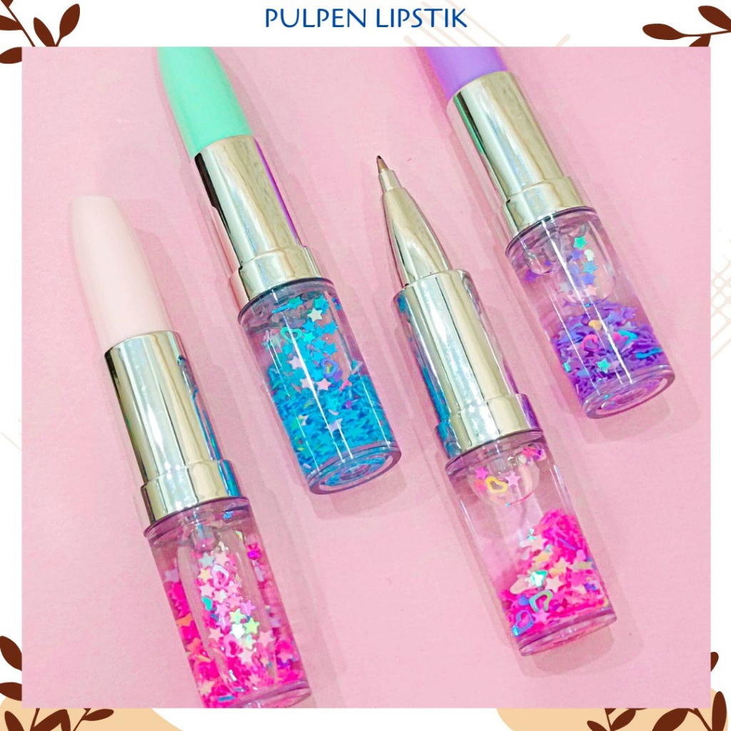 

PULPEN LIPSTIK LUCU PEN GEL BENTUK ALAT MAKE UP BOLPEN GLITTER WARNA ALAT TULIS KADO UNIK STATIONERY