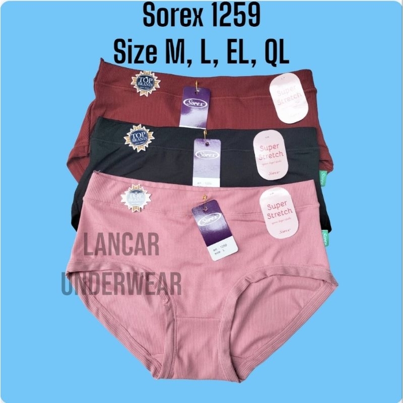 CD Sorex 1259 Salur Super Stretch Karet Lebar | Celana Dalam Wanita Lusinan Sorek Nyaman Lembut Moti