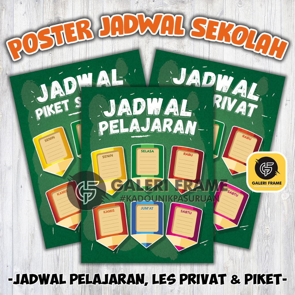 

POSTER JADWAL PELAJARAN, POSTER JADWAL PIKET SEKOLAH DAN POSTER JADWAL LES PRIVAT SI BUAH HATI DENGAN POSTER YANG KEREN DAN BAGUS || SELAIN ITU POSTER INI BISA MEMPERINDAH DAN HIASAN DIMEJA BELAJAR SIKECIL