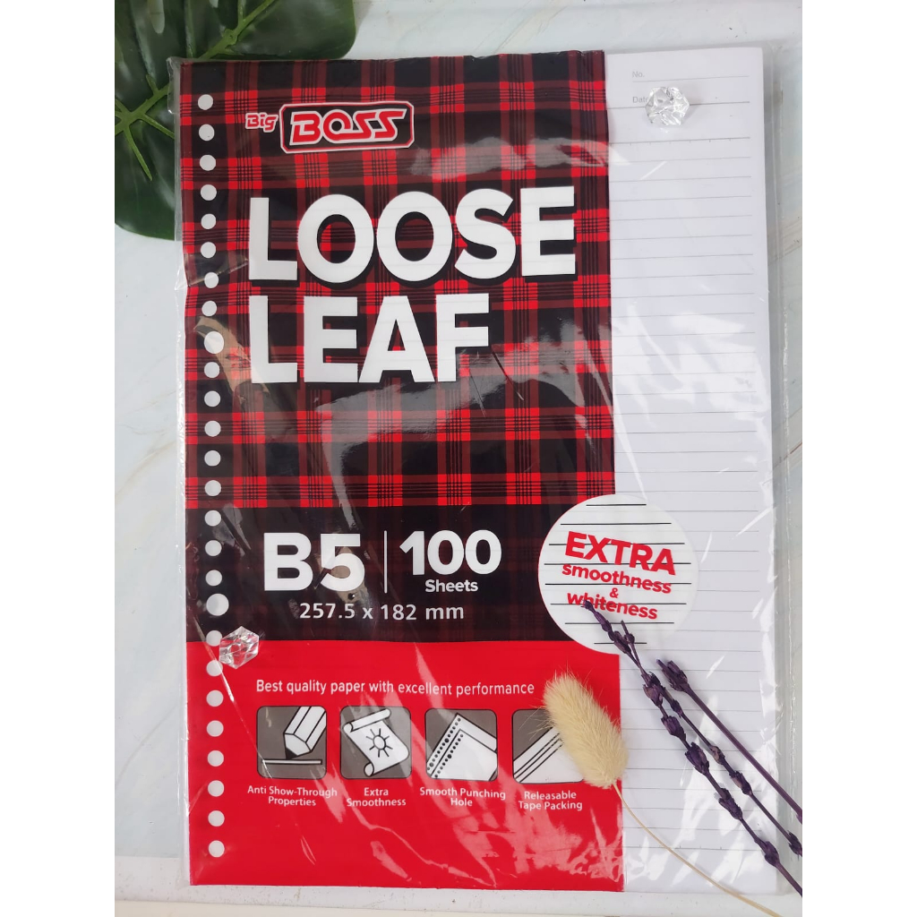 

KERTAS ISI / FILE BINDER LOOSE LEAF B5 100 SHEETS 50 SHEETS 100 LEMBAR 50 LEMBAR 26 HOLES LIBANG BIG BOSS BERGARIS UNTUK CATATAN 26 HOLES / LUBANG