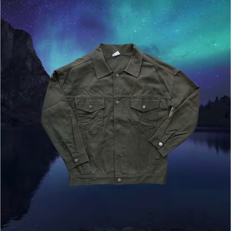 Trucker jacket denim green awesome apparel second (Sold)