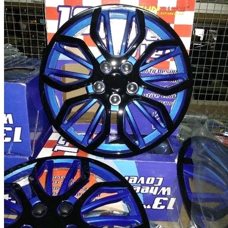 WELDOP Dop Roda RING 14 BIRU HITAM PLASTIK/ABS 1 SET (4 PCS)