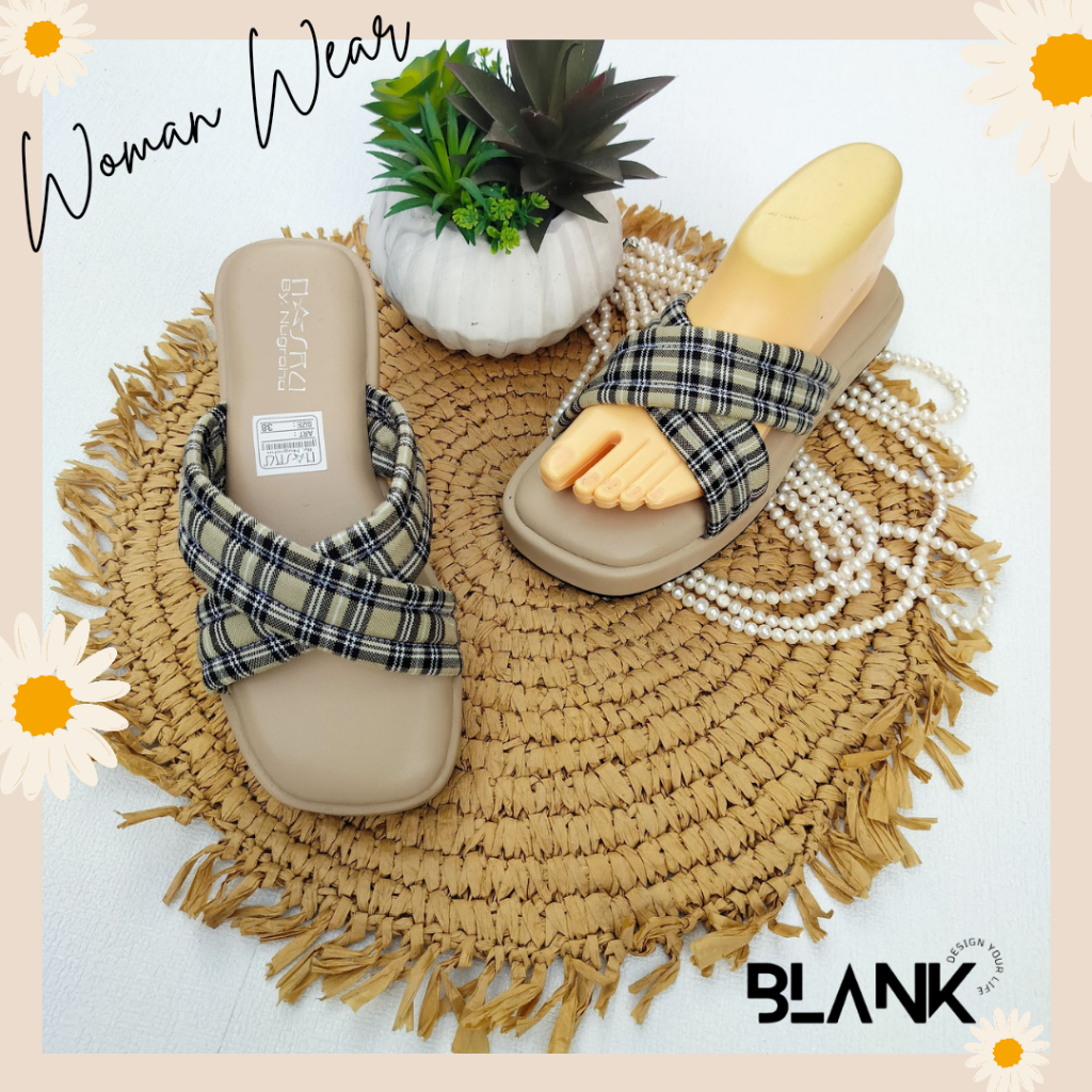Sandal Flats Slop Jelly Tali Teplek Wanita Model Bantal Tebal Kulit Sintetis