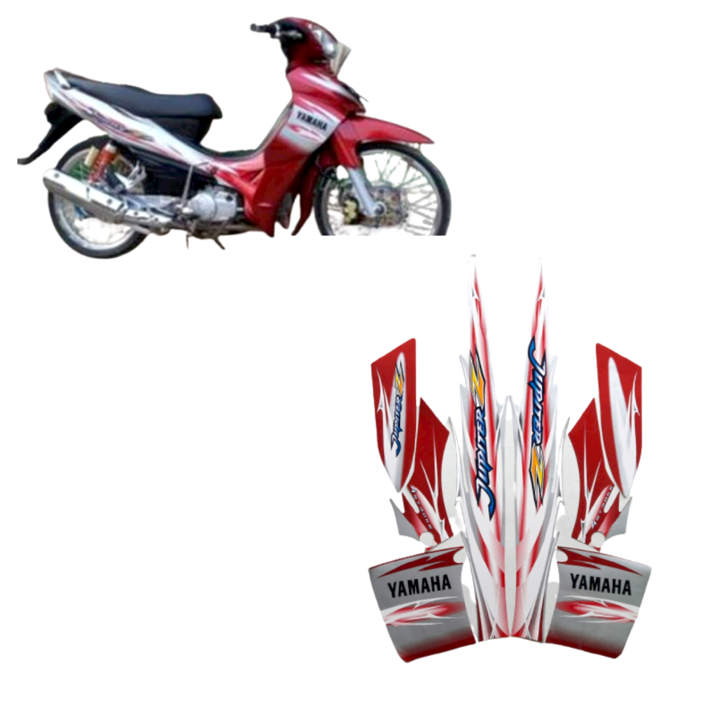 STIKER STRIPING LIS LES BODY MOTOR JUPITER Z 2007 STD SILVER-MERAH 1SET STANDAR