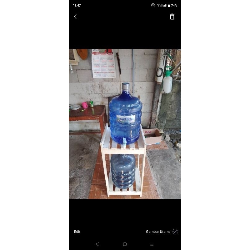 rak galon dua susun rak kayu untuk air minum