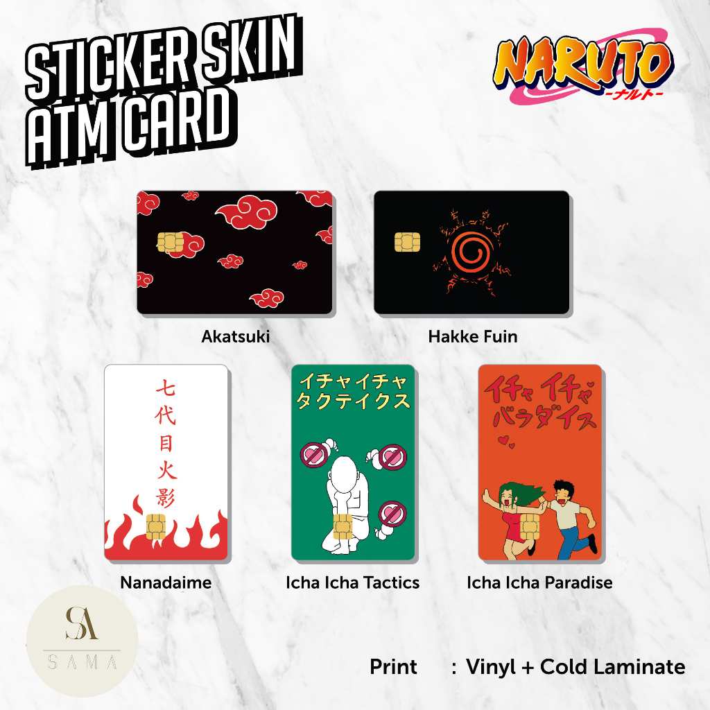 

Naruto Series Sticker Skin Card - ATM Vinyl Debit Credit, Emoney, Flazz, Kartu Akes Stiker Shinobi