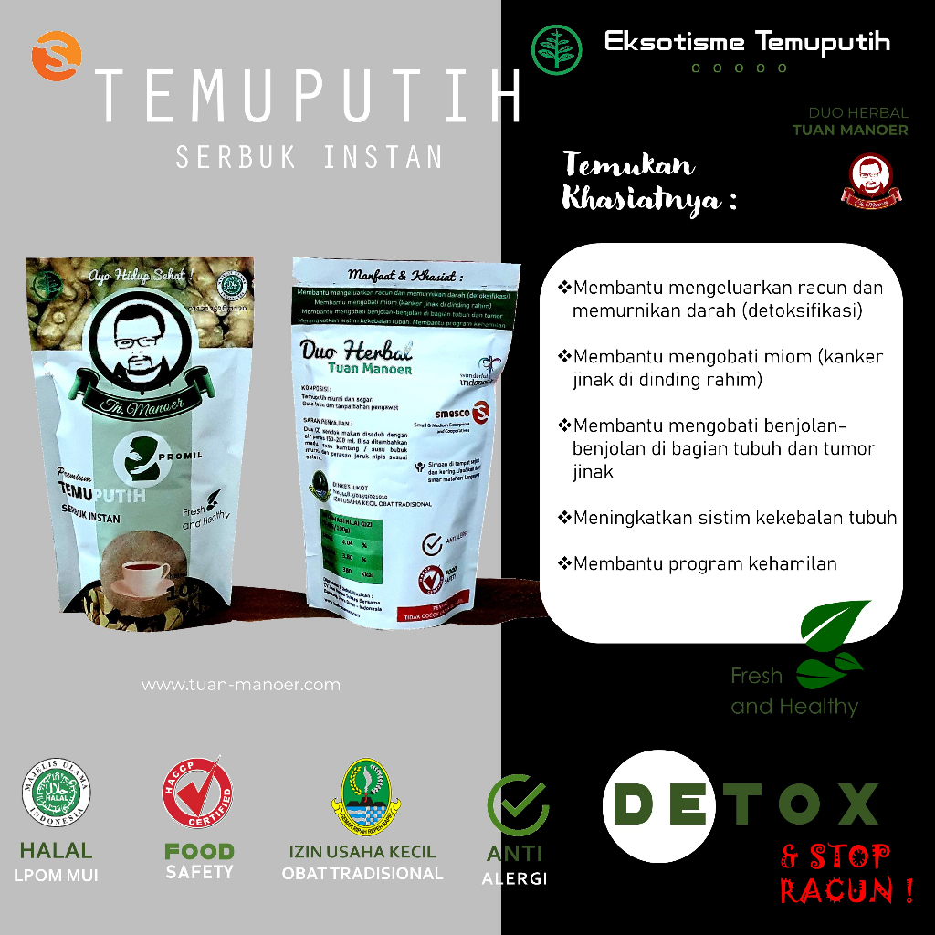 

Temuputih Herb Serbuk Instan Pouch 100g