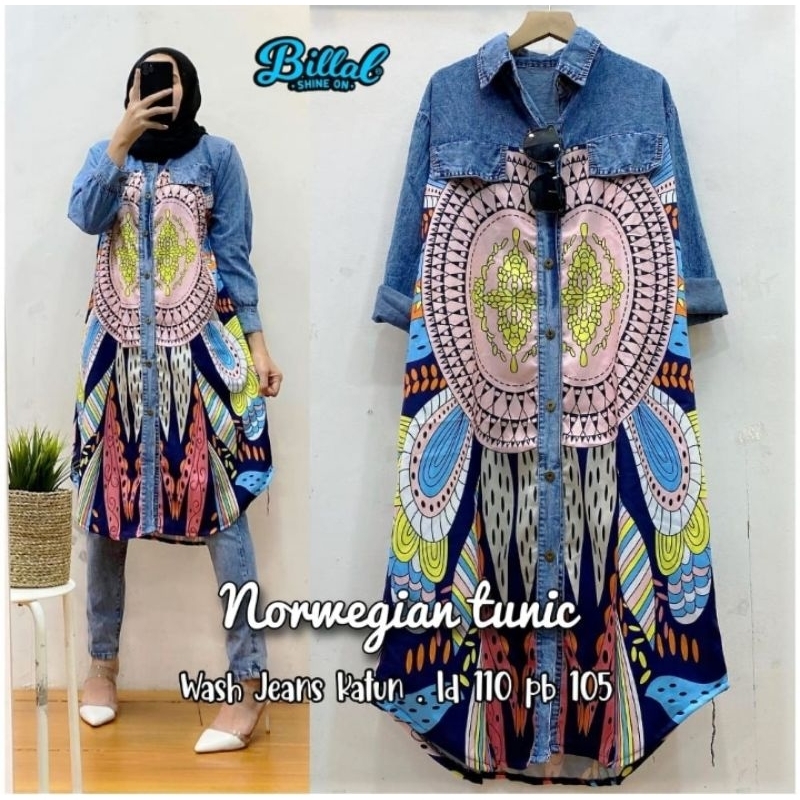 Baju Atasan Wanita Long Tunik Norwegia Tunik Jumbo Busui