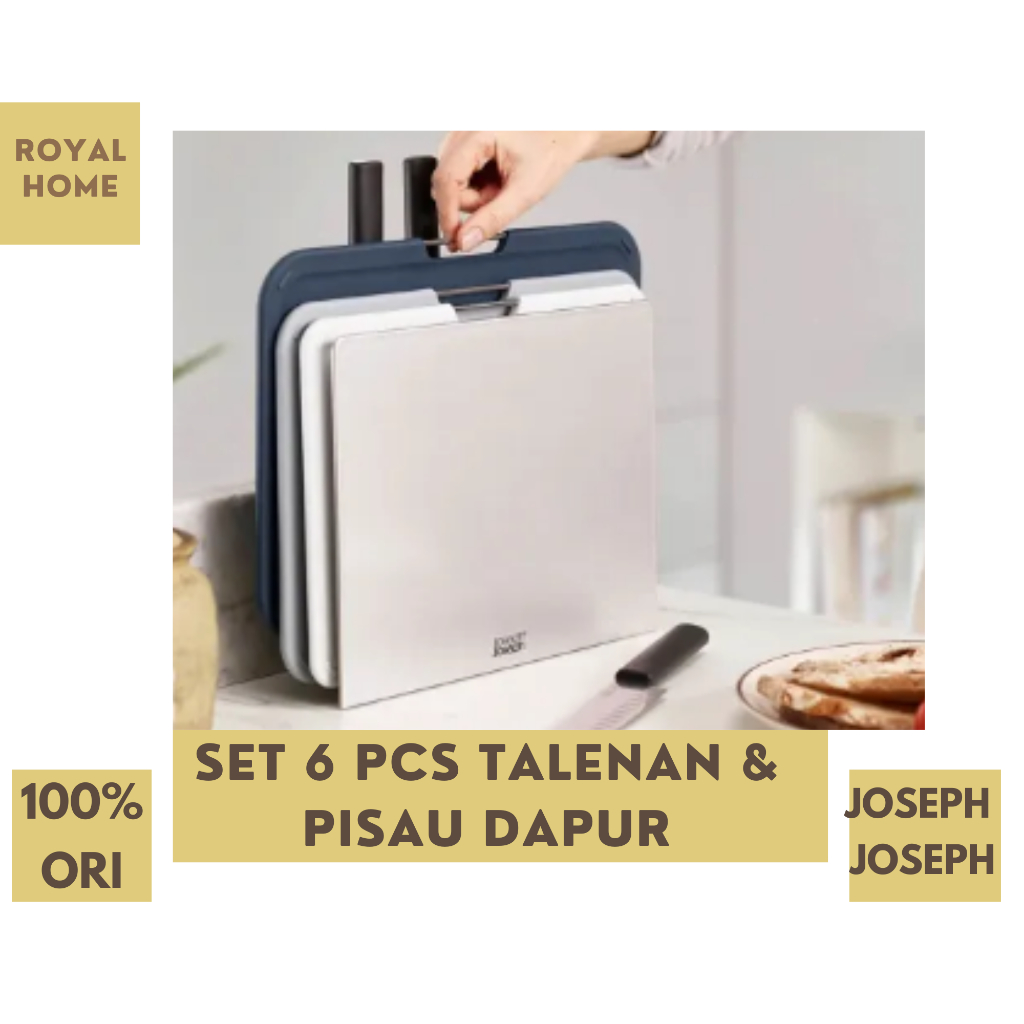 JOSEPH JOSEPH Set 6 Pcs Talenan Dan Pisau Dapur Nestboard Plus