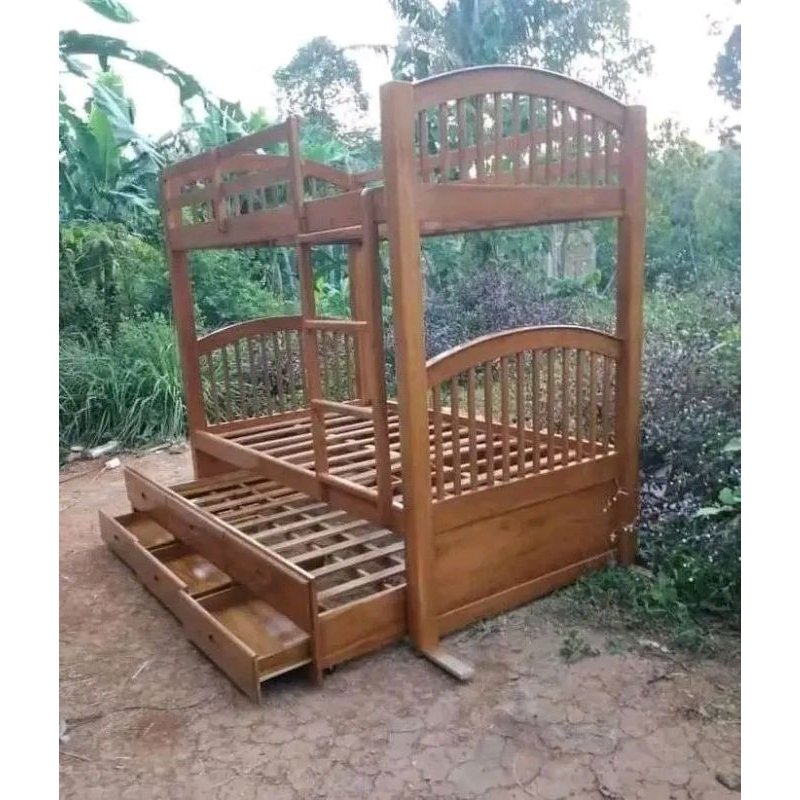 Dipan tingkat tempat tidur tingkat jati 3 include bad kasur