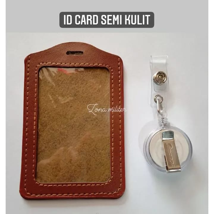 

ID CARD TEMPAT KARTU SEMI KULIT WARNA COKLAT TERBARU