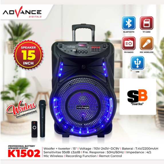 Speaker aktif advance 15 inch(K1502)/portable speaker advance 1502