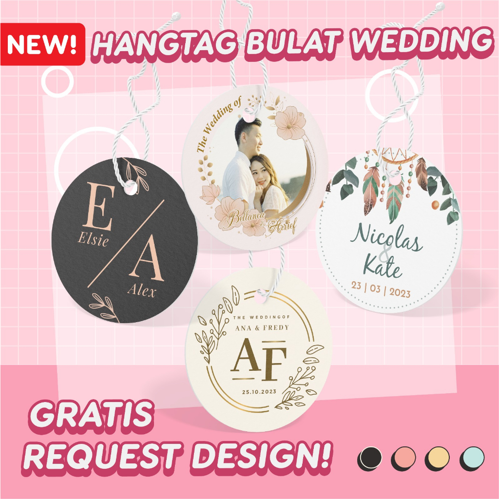Hang Tag Souvenir Pernikahan Custom Bulat 1 Sisi Kartu Ucapan Terima Kasih Souvenir Pernikahan