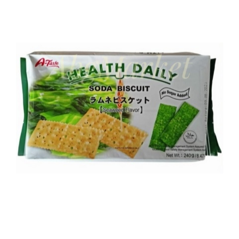 

Health Daily Soda Biscuit Seaweed Flavor No Added Sugar / Biskuit Rasa Rumput laut tanpa gula 240 Gram