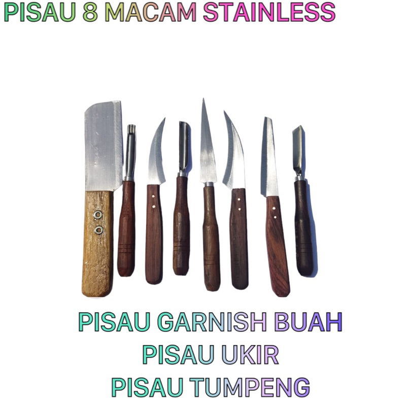 

PISAU GARNISH UKIR BUAH 8 MACAM - PISAU TUMPENG PISAU PEPAYA STAINLESS