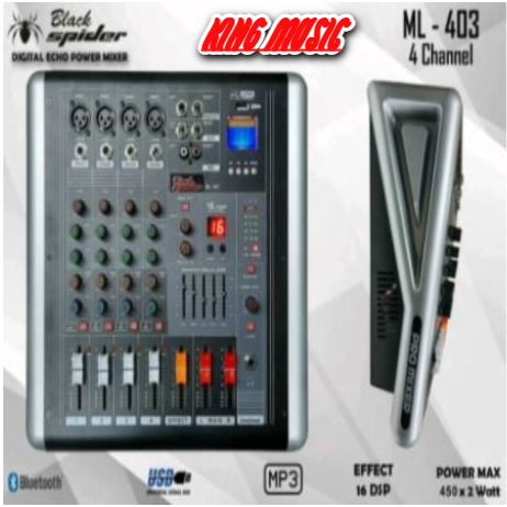 POWER MIXER BLACK SPIDER ML 403 POWER BLACKSPIDER ML403 4 CHANNEL ORI