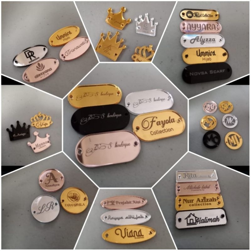 PLAT LABEL HIJAB AKRILIK (100pcs), LABEL MUKENA, LABEL GAMIS, LABEL BAJU