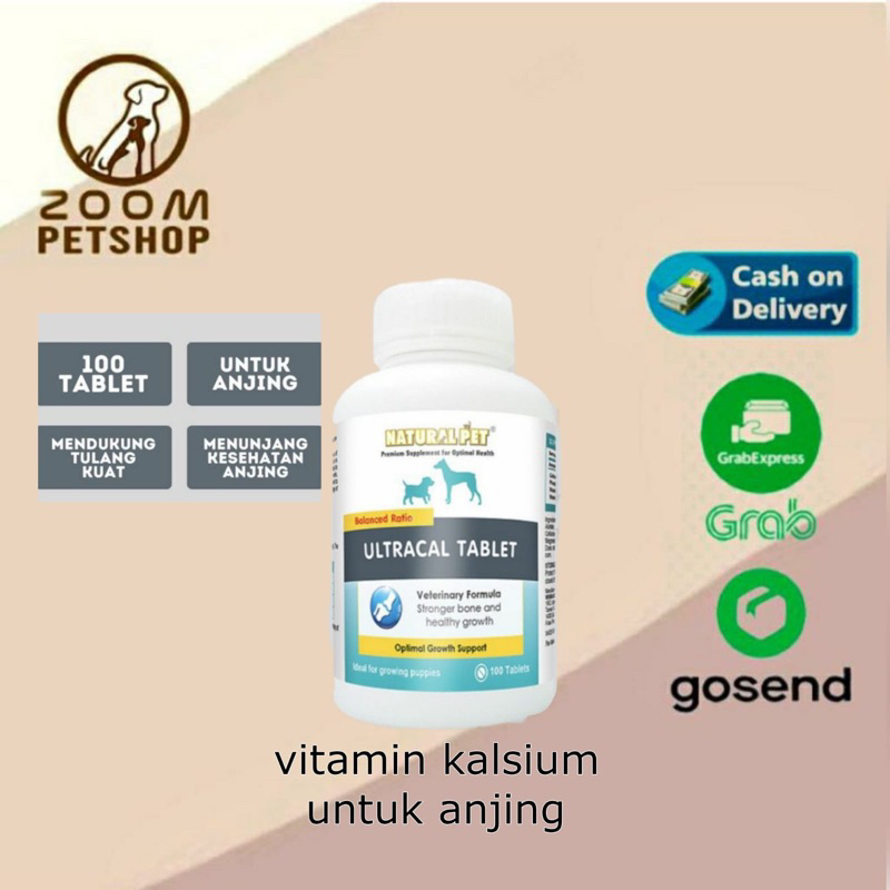 ultracal kalsium anjing 100 tablet / kalsium tulang ultracal