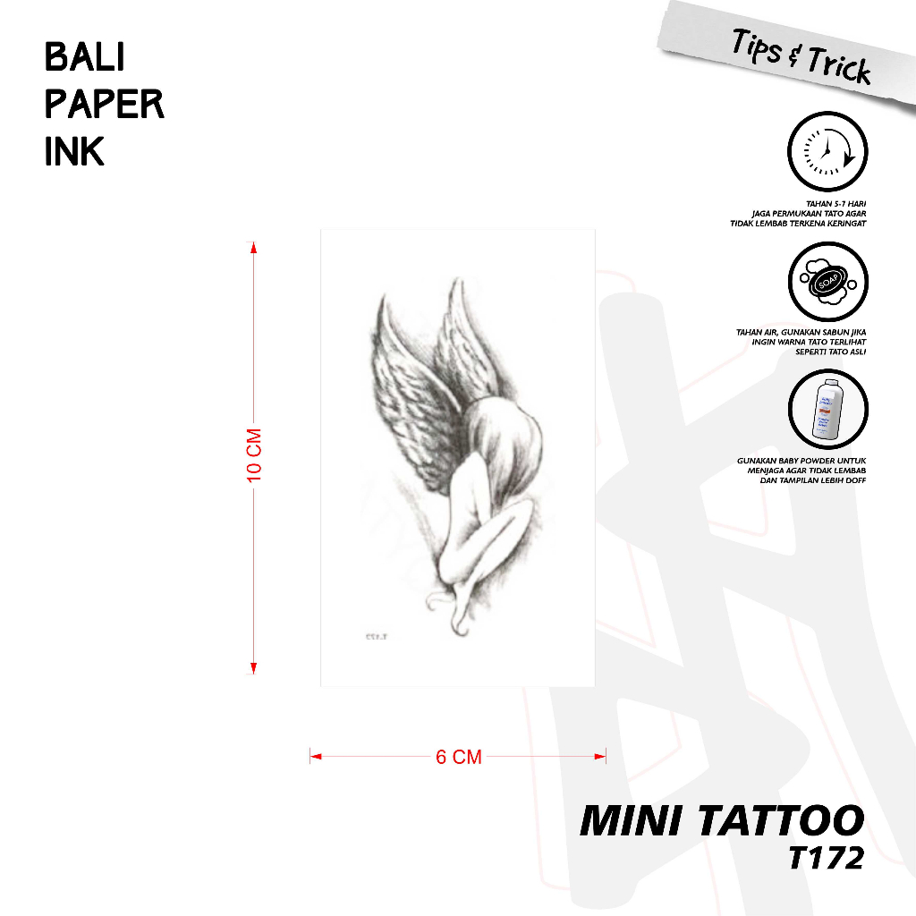 Bali Paper Ink T172 Angel Tatto Temporary Basic Tato Temporer Mini Tato - Tato Lengan