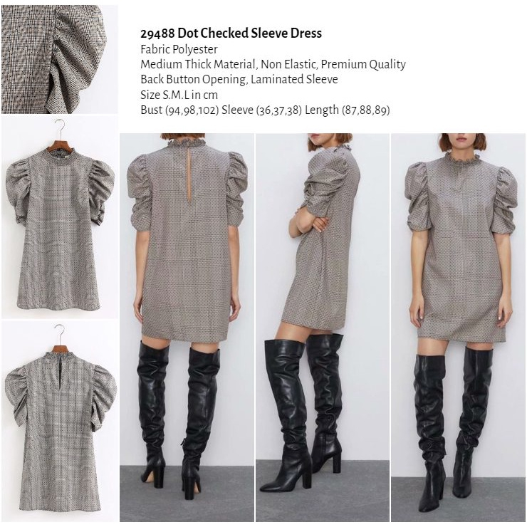 29488 Dress Wanita Formal Kerja Kantoran Puff Sleeve Dress