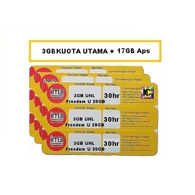 Voucher Paket Data Indosat 3GB UNL(Freedom U 20GB)