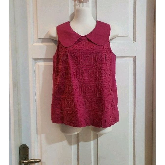 Blouse wanita Ecole Top Pink Fuschia Size S