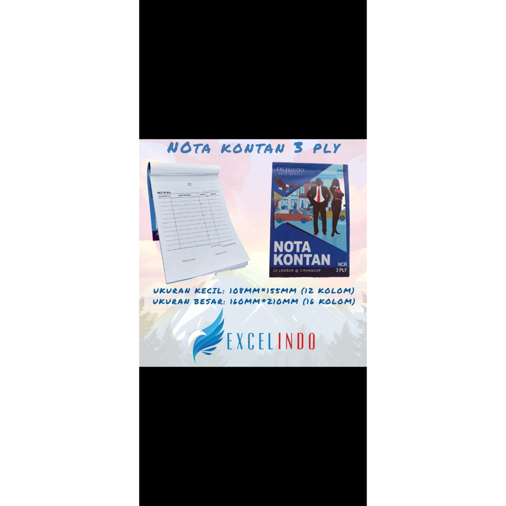 

Nota Kontan kecil 3 ply NCR Excelindo (kelipatan 10 buku) - Pack