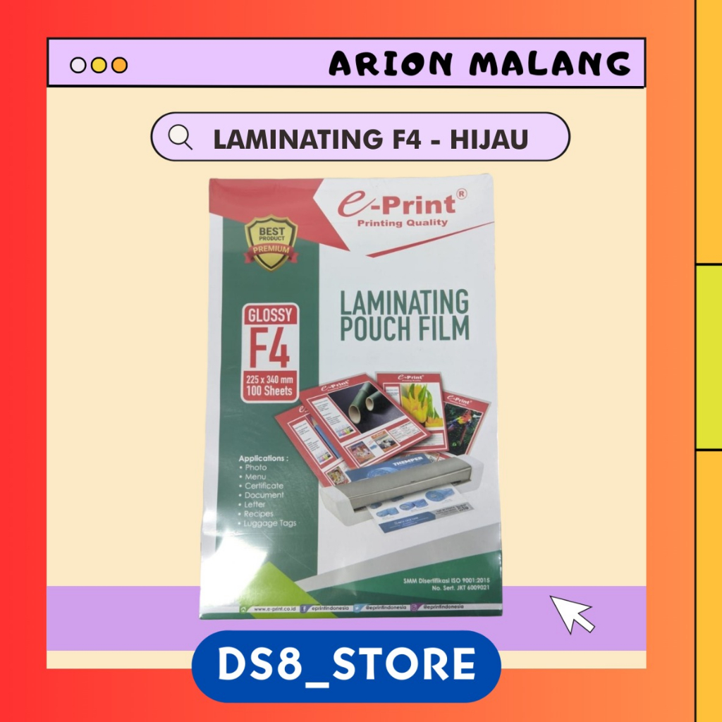

Kertas Laminating Glossy F4 Hijau E-PRINT