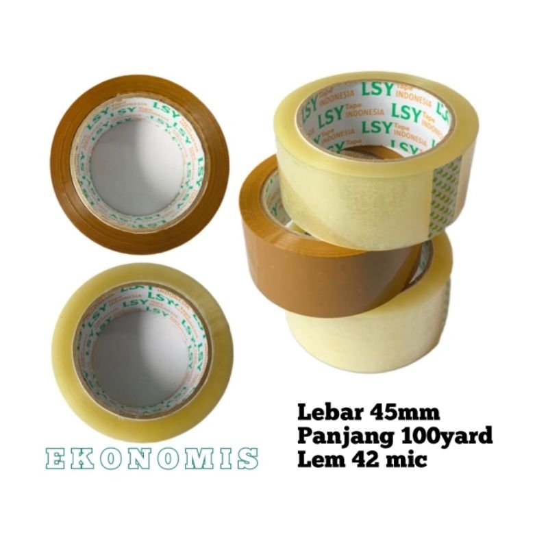 

lakban bening - cokelat harga ekonomis LSY TAPE 45mm x 100yard ( CHO )