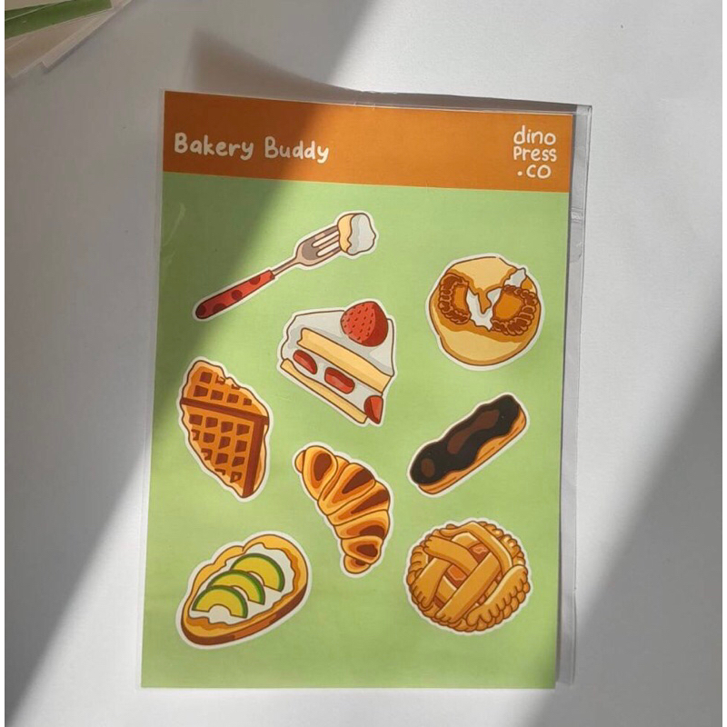 

Bakery Buddy Sticker Sheet / A6 Waterproof Sticker Sheet / by Dinopressco