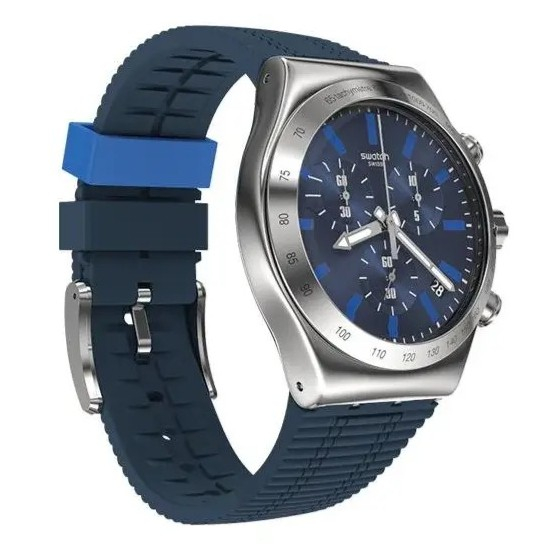 SWATCH YVS478 ELECTRIC BLUE Jam Tangan Pria CHRONOGRAPH Original Swiss