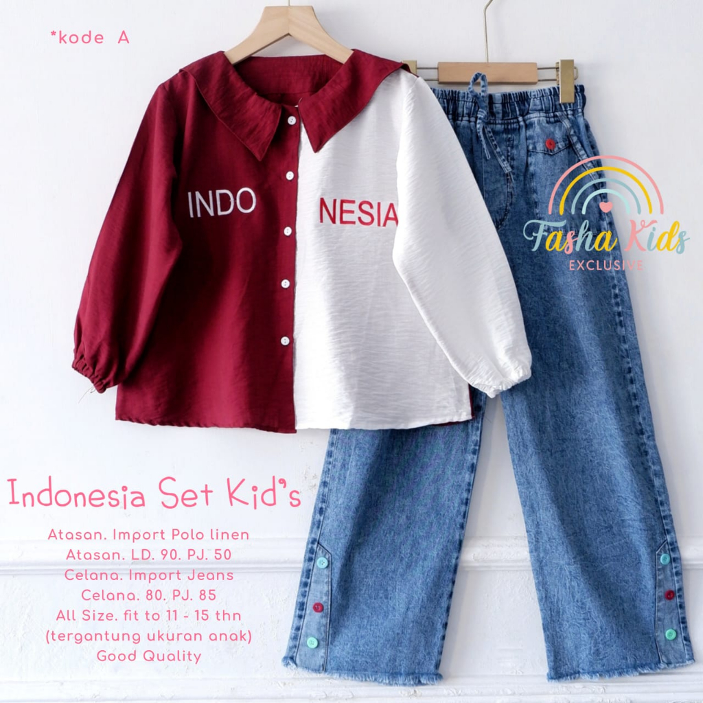 INDONESIA SET KIDS ORIGINAL BY FASHA SETELAN BAJU ANAK PEREMPUAN USIA 11-15 TAHUN SETELAN BAJU KEMER