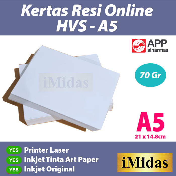 

Kertas HVS A5 (21 x 14.8cm) 70 gr- 1 rim 500 lembar